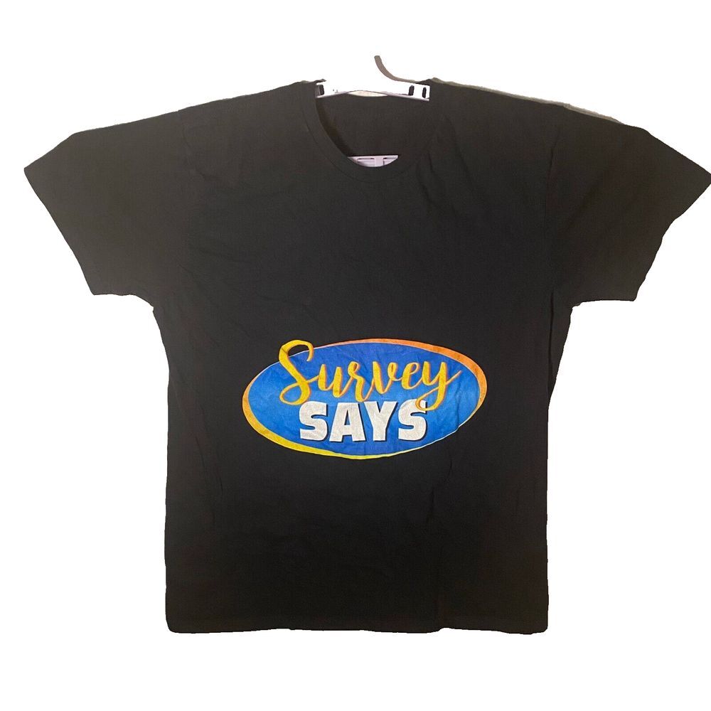 Survey Says T-Shirt Men Large Black 100% Cotton Short‎ Sleeves Crew Neck Outdoor